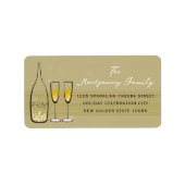 Gouden Champagne Bubbelige Klinken Elegante Chic A Etiket (Voorkant)