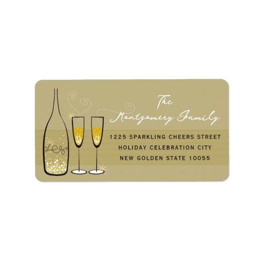 Gouden Champagne Bubbelige Klinken Elegante Chic A Etiket (Voorkant)