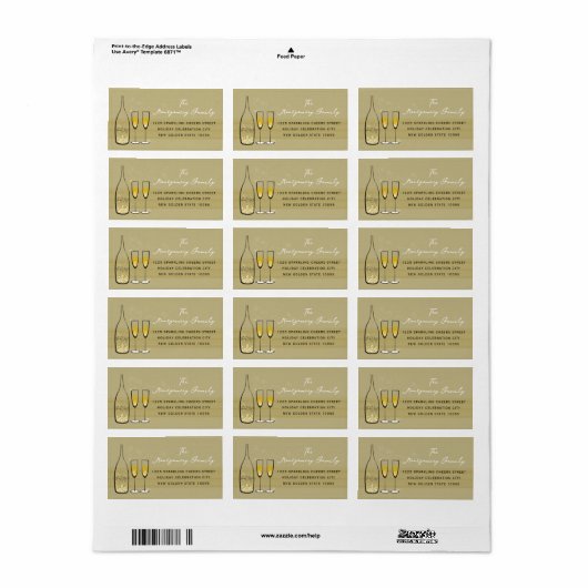 Gouden Champagne Bubbelige Klinken Elegante Chic A Etiket (Full Sheet)