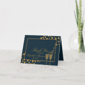 Gouden Champagne Bubbels - Blauw & Goud -  Bedankkaart (Voorkant)