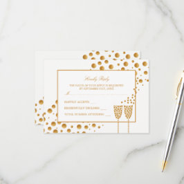 Gouden Champagne Bubbels Bruiloft RSVP Kaartje