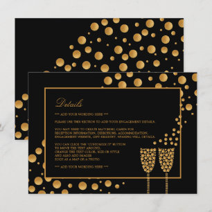 Gouden Champagne Bubbels Engagement Party Details Kaart