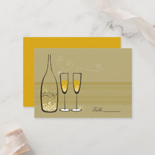 Gouden Champagne Bubbels Moderne Chique Stijlvolle Plaatskaartje