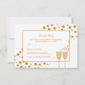 Gouden Champagne Bubbles Bruiloft RSVP Kaartje (Voorkant)