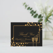 Gouden Champagne Bubbles Engagement Party Dank u Briefkaart (Staand voorkant)