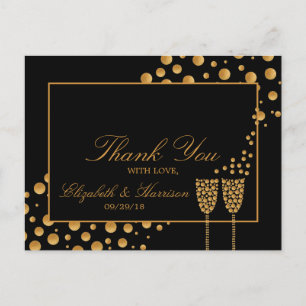 Gouden Champagne Bubbles Engagement Party Dank u Briefkaart