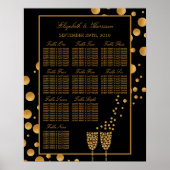 Gouden Champagne Bubbles Trouwzitplaatsen Chart Poster (Voorkant)