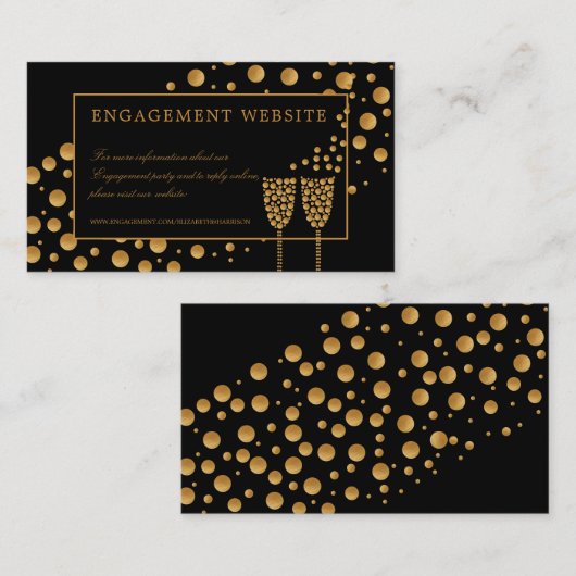 Gouden Champagne Bubbles Verlovingsfeest Website Visitekaartje (Voorkant / Achterkant)