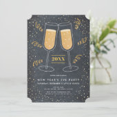 Gouden Champagne Chalkboard oudejaarsavond Kaart (Staand voorkant)