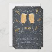 Gouden Champagne Chalkboard oudejaarsavond Kaart (Voorkant)