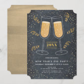 Gouden Champagne Chalkboard oudejaarsavond Kaart (Voorkant / Achterkant)