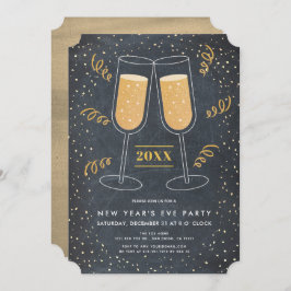 Gouden Champagne Chalkboard oudejaarsavond Kaart