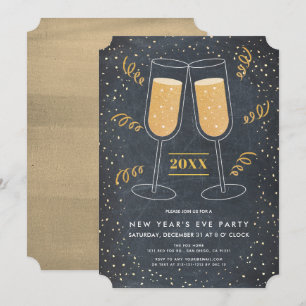 Gouden Champagne Chalkboard oudejaarsavond Kaart