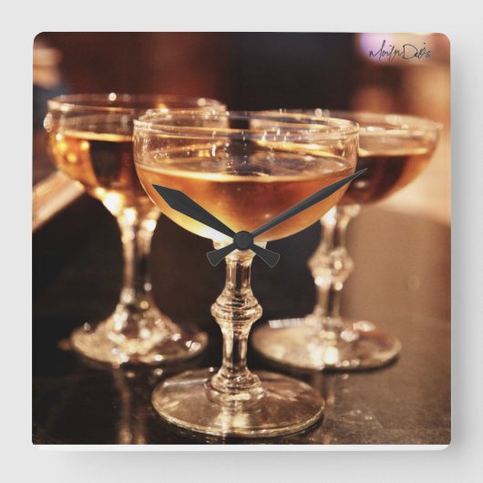 gouden champagne-drink keukenstang vierkante klok (Voorkant)