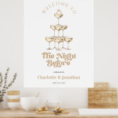 Gouden Champagne Elegant Retro Repetitie Diner Tek Poster (Keuken)