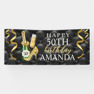Gouden Champagne en Hoge Hakken Verjaardag Spandoek