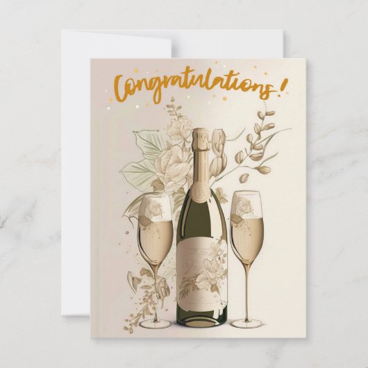 Gouden Champagne Felicitaties Kaart (Voorkant)