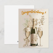 Gouden Champagne Felicitaties Kaart (Voorkant / Achterkant)