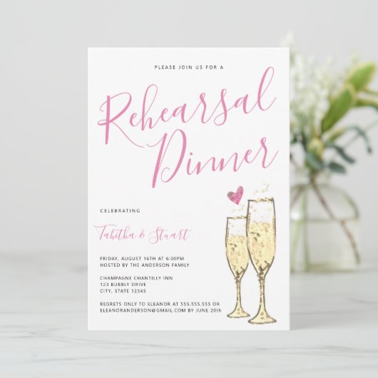 Gouden Champagne fluiten repetitie diner Kaart (Staand voorkant)