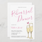 Gouden Champagne fluiten repetitie diner Kaart (Voorkant / Achterkant)