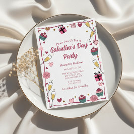 Gouden Champagne Galentine's Uitnodiging