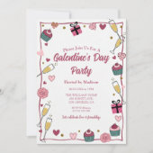Gouden Champagne Galentine's Uitnodiging (Voorkant)
