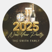 Gouden Champagne Gelukkig Nieuwjaar 2025 Sticker (Voorkant)
