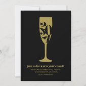 Gouden Champagne glas 2024 Oudejaarsavond feest Kaart (Voorkant)