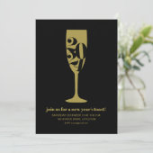 Gouden Champagne glas 2024 Oudejaarsavond feest Kaart (Staand voorkant)