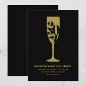 Gouden Champagne glas 2024 Oudejaarsavond feest Kaart (Voorkant / Achterkant)
