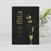 Gouden Champagne glas 2024 Oudejaarsavond feest Kaart (Staand voorkant)