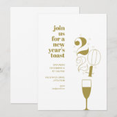 Gouden Champagne glas 2024 Oudejaarsavond feest Kaart (Voorkant / Achterkant)