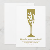 Gouden Champagne glas 2024 Oudejaarsavond feest Kaart (Voorkant / Achterkant)