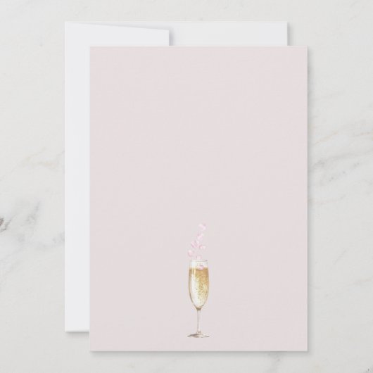 Gouden Champagne Glas Roos Petals Vrijgezellenfees Kaart (Achterkant)