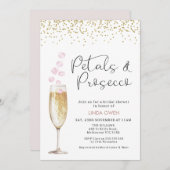 Gouden Champagne Glas Roos Petals Vrijgezellenfees Kaart (Voorkant / Achterkant)