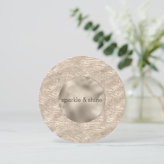 Gouden Champagne Glitter Zebra Print Feestdagenkaart (Staand voorkant)