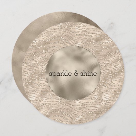 Gouden Champagne Glitter Zebra Print Feestdagenkaart (Voorkant / Achterkant)