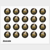 Gouden Champagne Juicht Oudejaarsfeest 2025 Ronde Sticker (Vel)