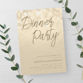 Gouden Champagne Lichten Script Dinner Party  Kaart