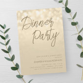 Gouden Champagne Lichten Script Dinner Party Kaart