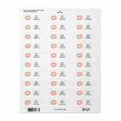Gouden Champagne Lippenstift Kus Etiket (Full Sheet)