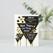 Gouden Champagne, Nieuwjaarsfeest Uitnodiging (Staand voorkant)