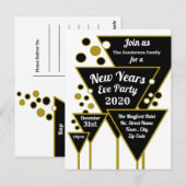 Gouden Champagne, Nieuwjaarsfeest Uitnodiging (Voorkant / Achterkant)
