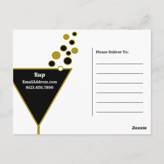 Gouden Champagne, Nieuwjaarsfeest Uitnodiging (Achterkant)