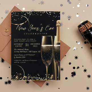 Gouden Champagne oudejaarsfeest Kaart