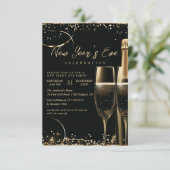 Gouden Champagne oudejaarsfeest Kaart (Staand voorkant)