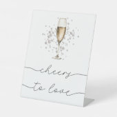 Gouden Champagne Parels en Prosecco Cheers To Love Reclamebord Met Voetstuk (Voorkant)