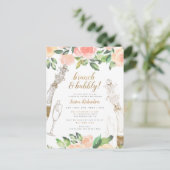 Gouden Champagne & Perzik Rozen Vrijgezellenfeest  Uitnodiging Briefkaart (Staand voorkant)