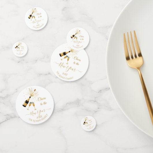 Gouden champagne proost Nieuwjaar Confetti (Groep)