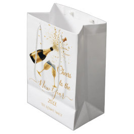 Gouden champagne proost Nieuwjaar Medium Cadeauzakje